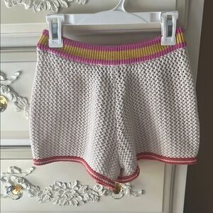 Aerie Stylish Knit Women Shorts - Cream with Pink and Yellow Accents